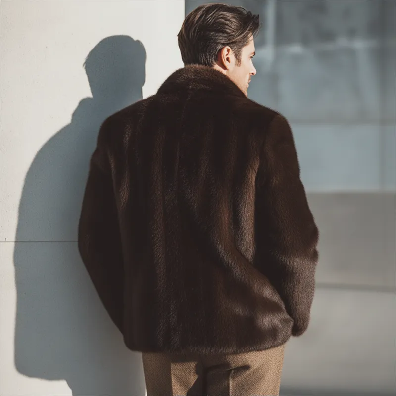 Men's Luxury Winter Warm Faux Mink Fur Concealed Buttons Jacket MTA2786K8U sold by Manly product image thumbnail 4