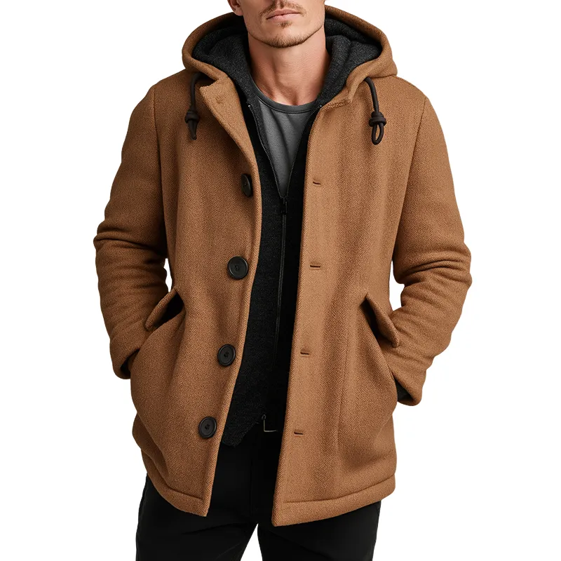 Men's Retro Casual Herringbone Hooded Jacket MTA2566K9TO sold by Manly