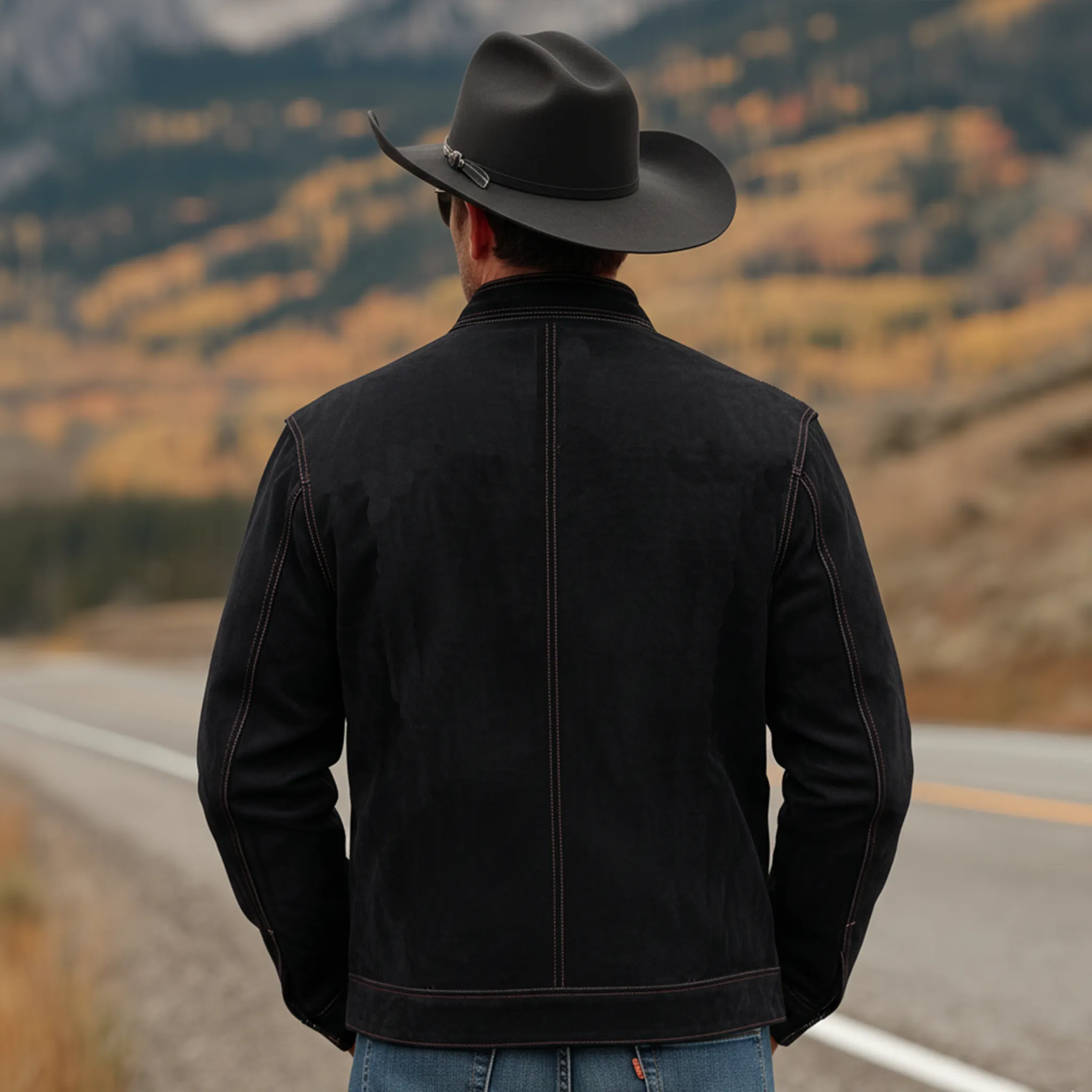 Men's Classic Retro Western Style Stand-up Collar Embroidered Faux Suede Zip-up Jacket MTA2799K9K sold by Manly product image thumbnail 3