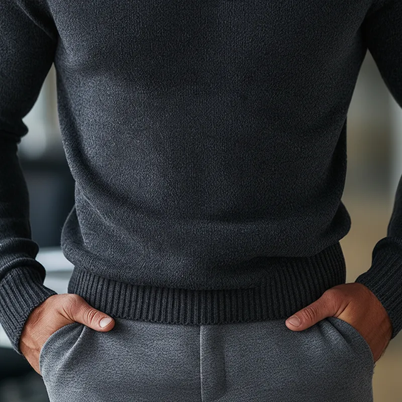 Men's Simple Cotton Yarn Knit Half-Zip Slim Fit Sweater MTA2648K5P sold by Manly product image thumbnail 4