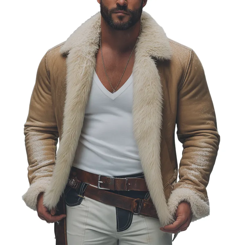 Men's American Retro Style Faux Fur Zipper Jacket MTA2693K6P sold by Manly