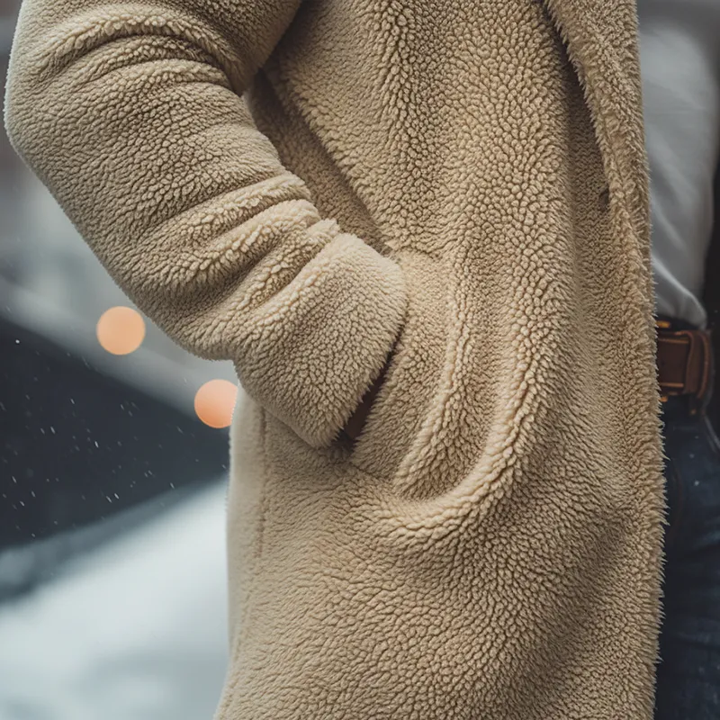 Men's Winter Simple Retro Faux Fur Mid-Length Coat MTA2612K7P sold by Manly product image thumbnail 4