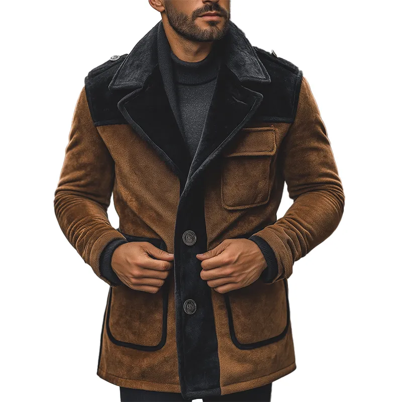 Men's Winter Retro Velvet Color Block Button Jacket MTA2773K6P sold by Manly