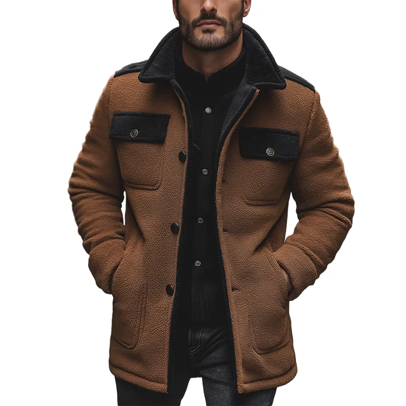 Men's Winter Retro Fleece Warm Button Jacket MTA2761K8P sold by Manly