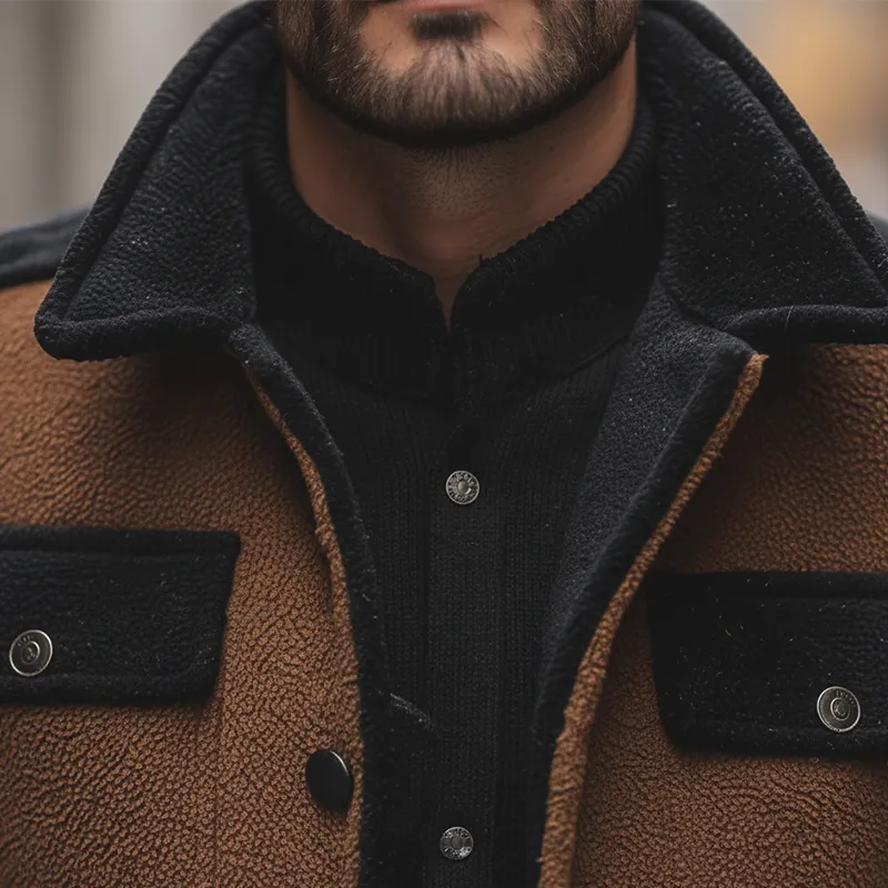 Men's Winter Retro Fleece Warm Button Jacket MTA2761K8P sold by Manly product image thumbnail 4