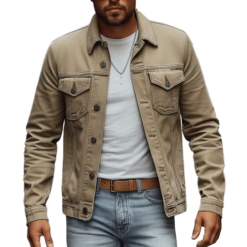 Men's Retro Washed Multi-Pocket Classic Denim Jacket MTA2700K3P sold by Manly