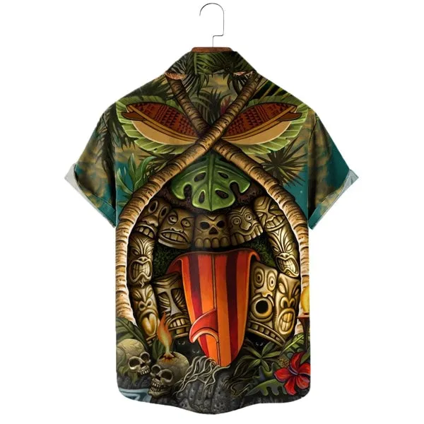 Tiki Mask Skull Print Lapel Shirt 12407156X sold by Manly product image thumbnail 2