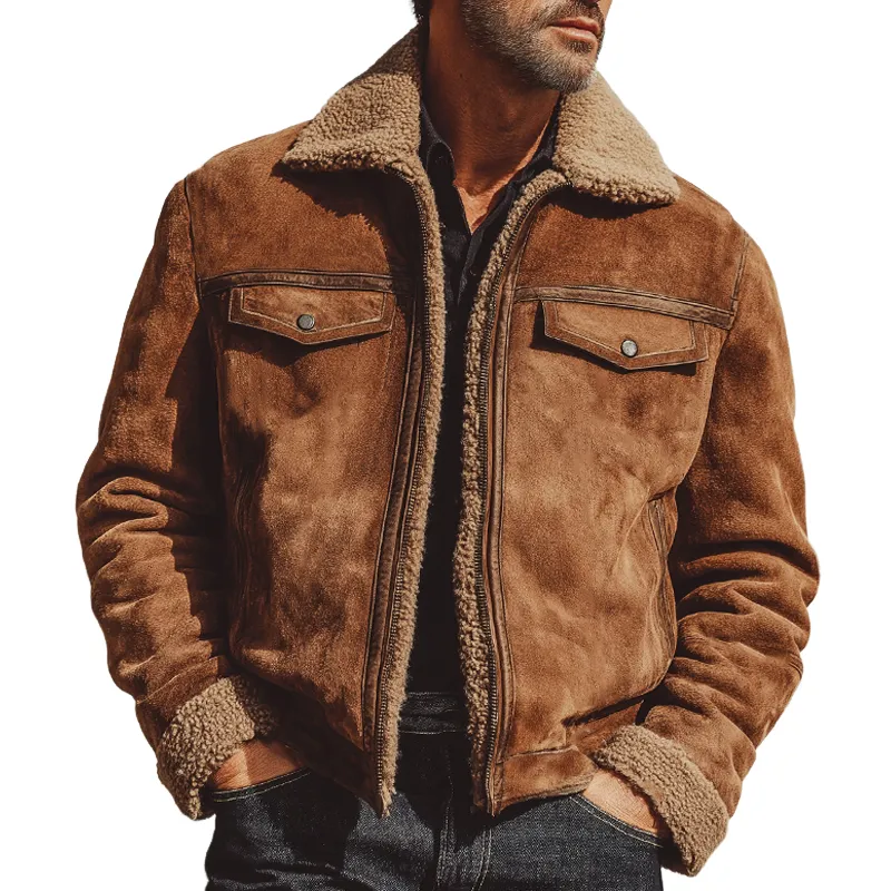Men's Urban Suede Warm Lambswool Lined Zip-Up Jacket MTA2675K6U sold by Manly
