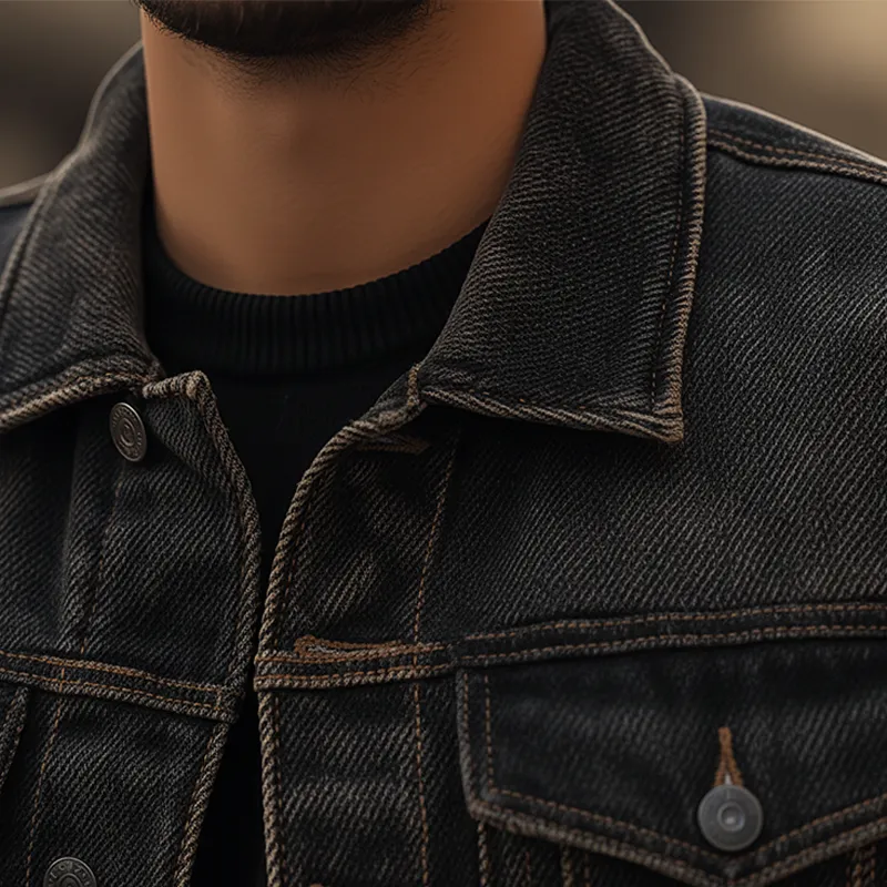 Men's Retro Twill Washed Denim Button Jacket MTA2541K6P sold by Manly product image thumbnail 4