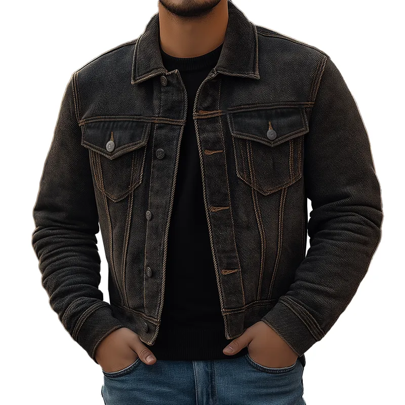 Men's Retro Twill Washed Denim Button Jacket MTA2541K6P sold by Manly