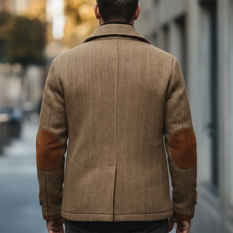 Men's Winter Herringbone Faux Wool Faux Suede Double-Breasted Jacket MTA2108K2P sold by Manly product image thumbnail 3