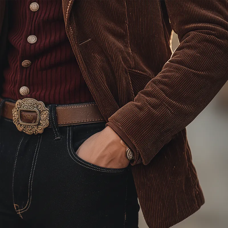 Men's Winter Retro Embroidered Corduroy Button Jacket MTA2119K8P sold by Manly product image thumbnail 4