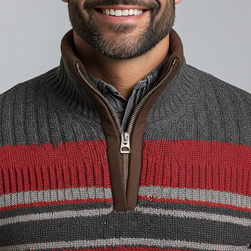 Men's Winter Color-Blocked Cotton Yarn Knit Half-Zip Sweater MTA2411K4P sold by Manly product image thumbnail 4