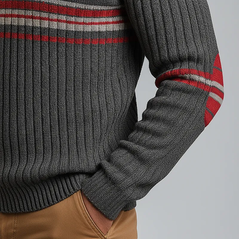 Men's Winter Color-Blocked Cotton Yarn Knit Half-Zip Sweater MTA2411K4P sold by Manly product image thumbnail 3
