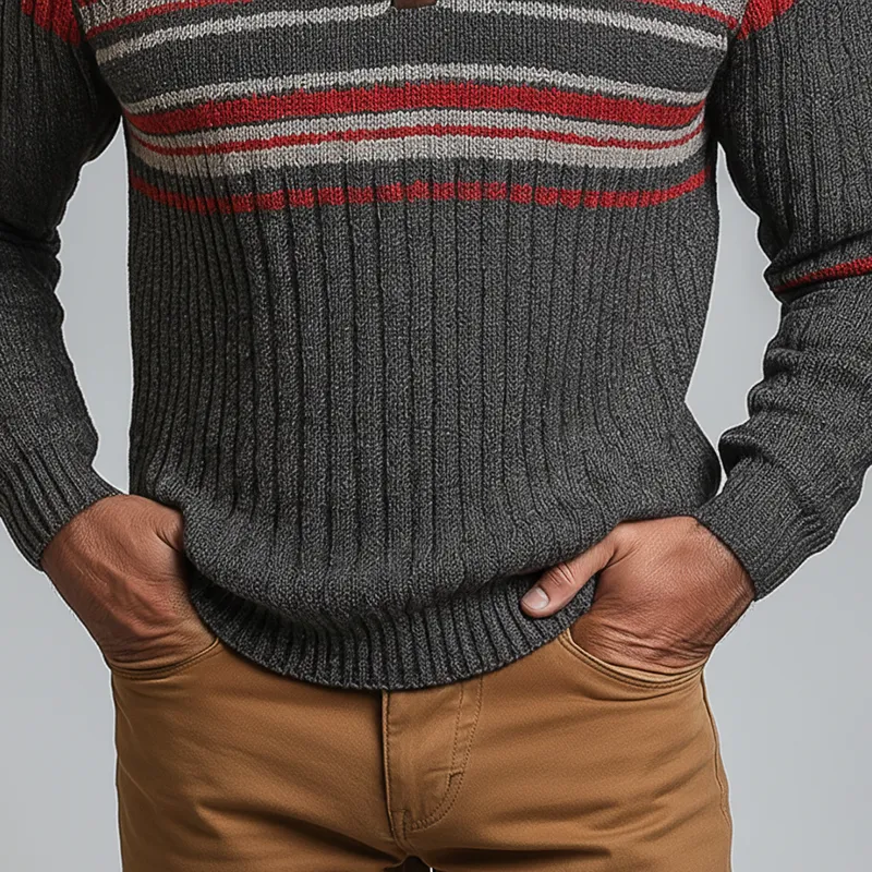 Men's Winter Color-Blocked Cotton Yarn Knit Half-Zip Sweater MTA2411K4P sold by Manly product image thumbnail 5
