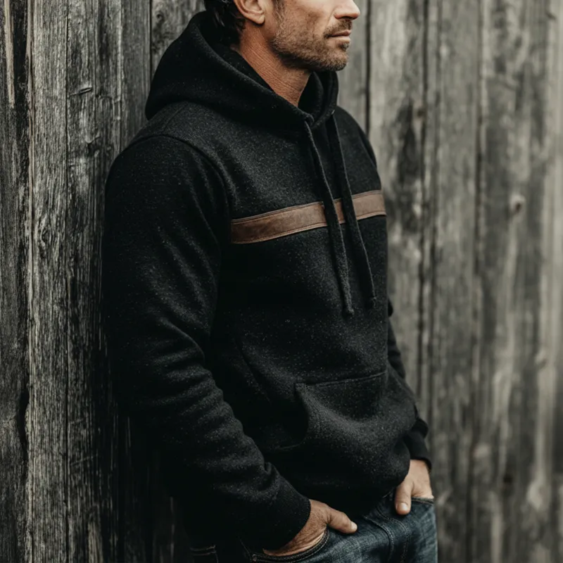 Men's Urban Black Winter Warm Fleece Hoodie MTA2413K0U sold by Manly product image thumbnail 3