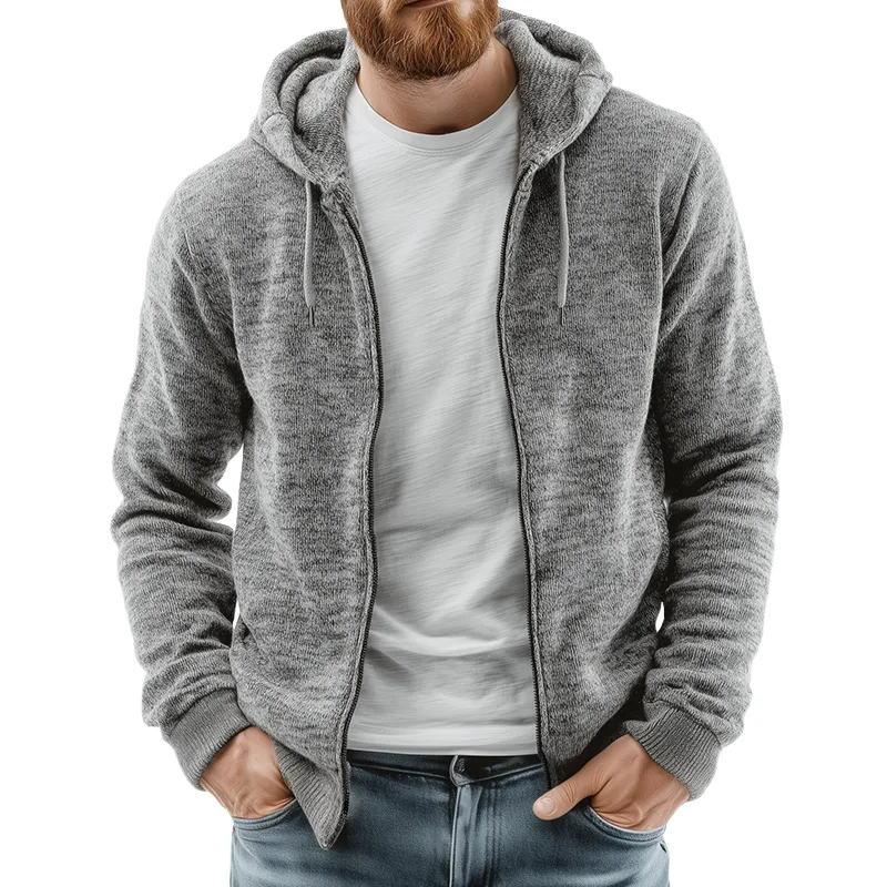 Men's Retro Casual Knitted Hooded Zip-Up Cardigan Jacket MTA2401K4TO sold by Manly