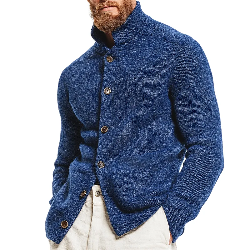 Men's Retro Casual Knitted Stand Collar Button Cardigan MTA2462K5TO sold by Manly