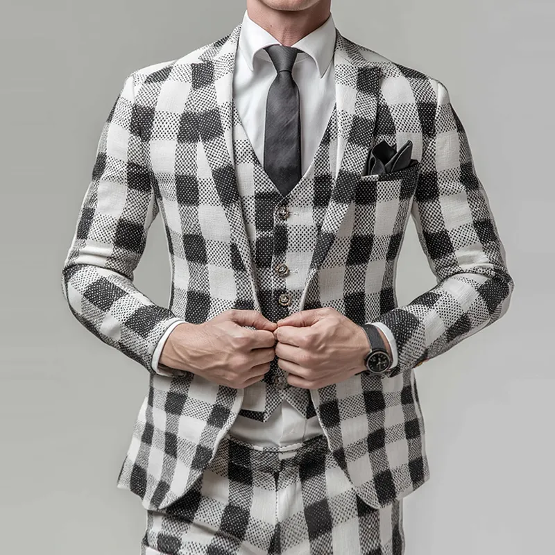 Men's Retro Casual Plaid Print Blazer MTA2471K7TO sold by Manly product image thumbnail 2