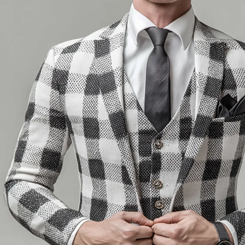 Men's Retro Casual Plaid Print Blazer MTA2471K7TO sold by Manly product image thumbnail 3