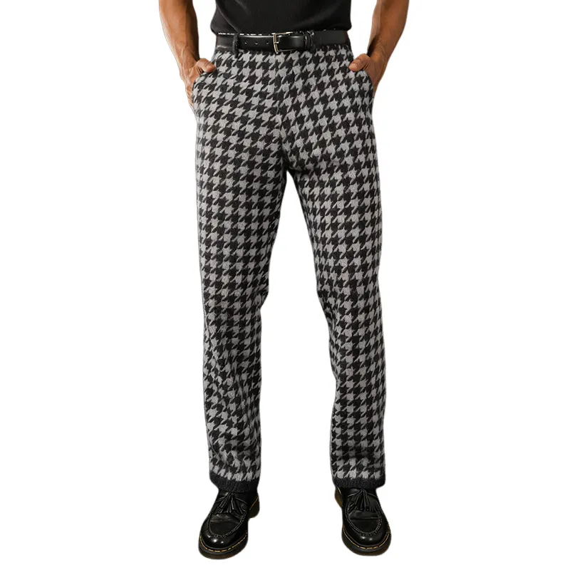 Men's Retro Casual Houndstooth Knit Pants MTA2226K2TO sold by Manly
