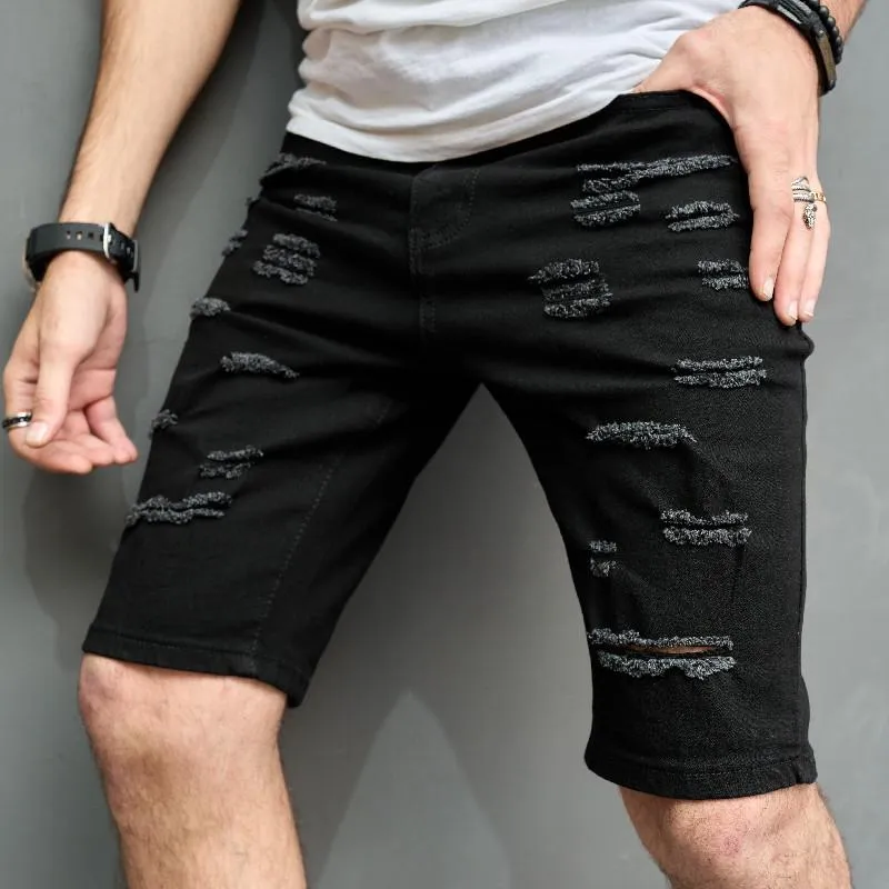 Men's Slim Brushed Hole Casual Denim Shorts 29690737Z sold by Manly product image thumbnail 4