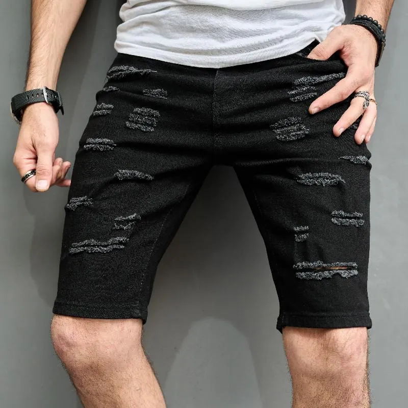 Men's Slim Brushed Hole Casual Denim Shorts 29690737Z sold by Manly product image thumbnail 2