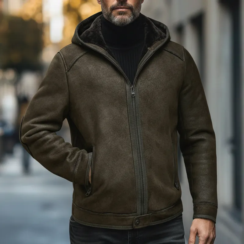 Men's Winter Retro Faux Suede Lined Zippered Warm Jacket MTA2488K3P sold by Manly product image thumbnail 2