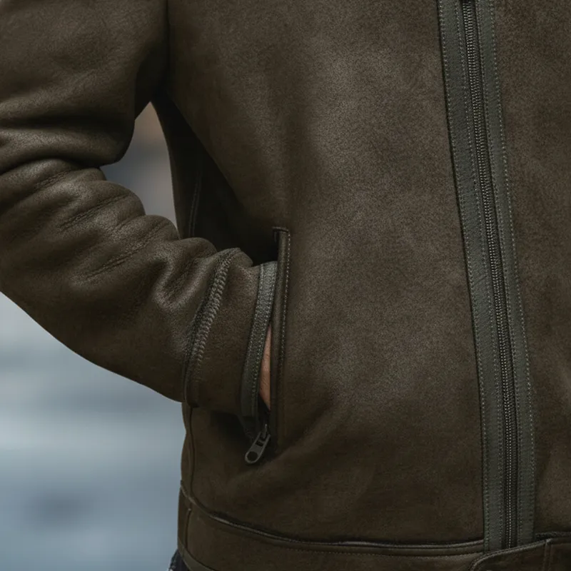 Men's Winter Retro Faux Suede Lined Zippered Warm Jacket MTA2488K3P sold by Manly product image thumbnail 4