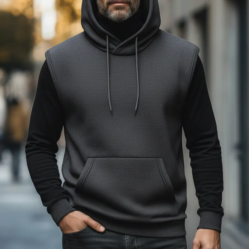 Men's Fashionable Simple Cotton Blend Hooded Sleeveless Sweatshirt MTA2824K4P sold by Manly product image thumbnail 2