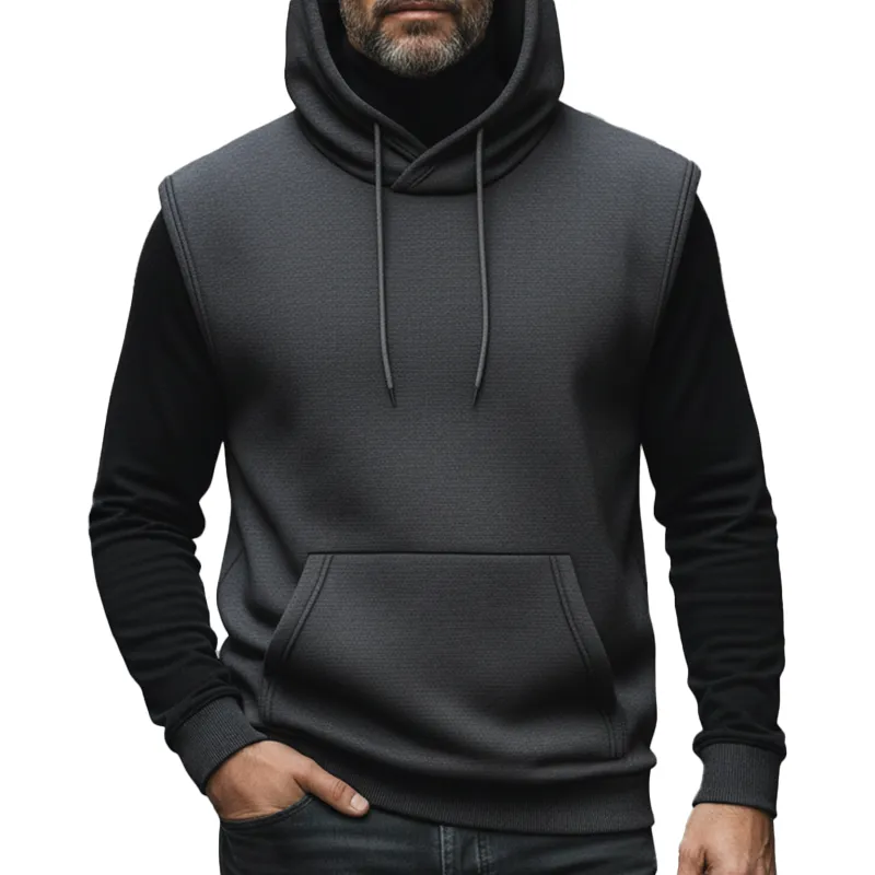 Men's Fashionable Simple Cotton Blend Hooded Sleeveless Sweatshirt MTA2824K4P sold by Manly