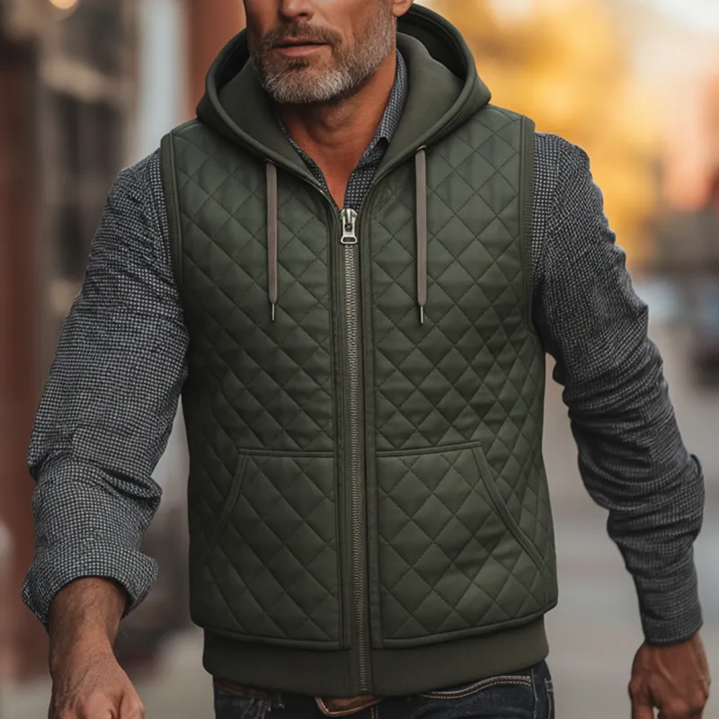 Men's Winter Fashion Quilted Hooded Sleeveless Vest MTA2874K6P sold by Manly product image thumbnail 2
