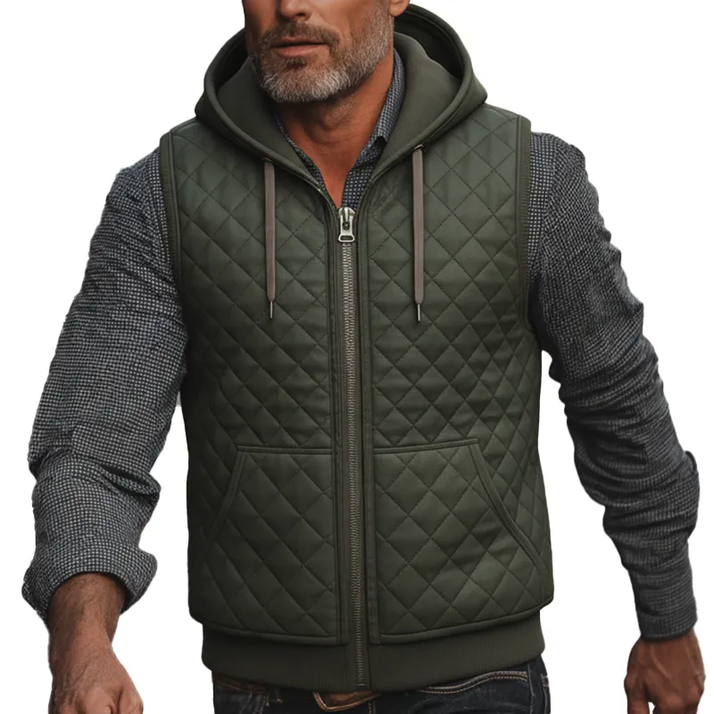 Men's Winter Fashion Quilted Hooded Sleeveless Vest MTA2874K6P sold by Manly