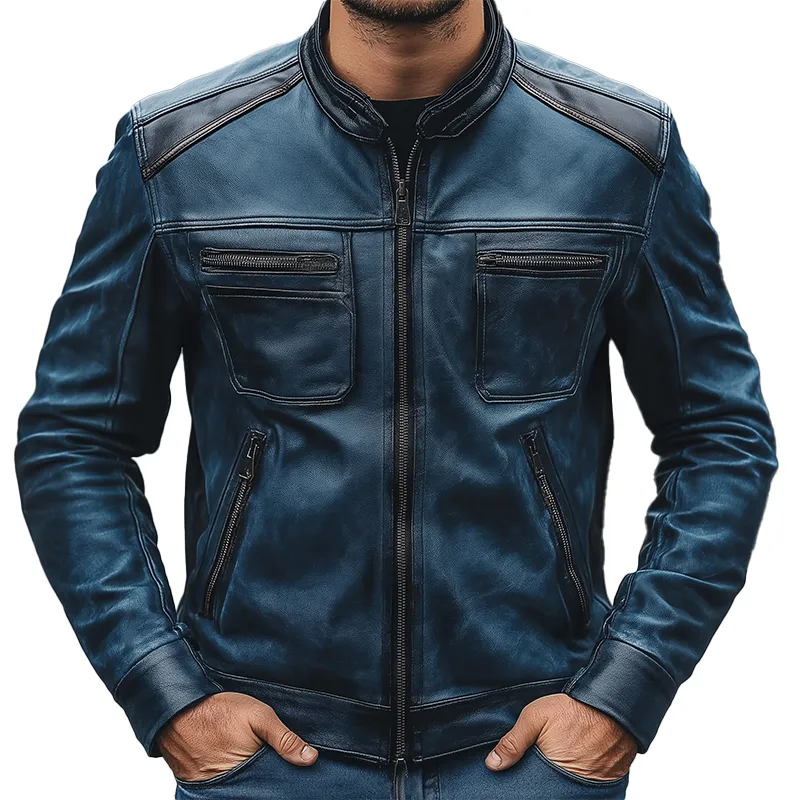Men's Winter Retro PU Faux Leather Zip-Up Jacket MTA2829K0P sold by Manly