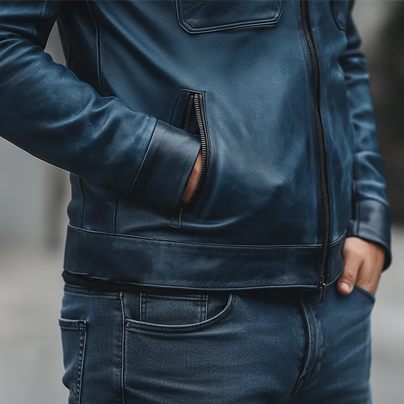 Men's Winter Retro PU Faux Leather Zip-Up Jacket MTA2829K0P sold by Manly product image thumbnail 4