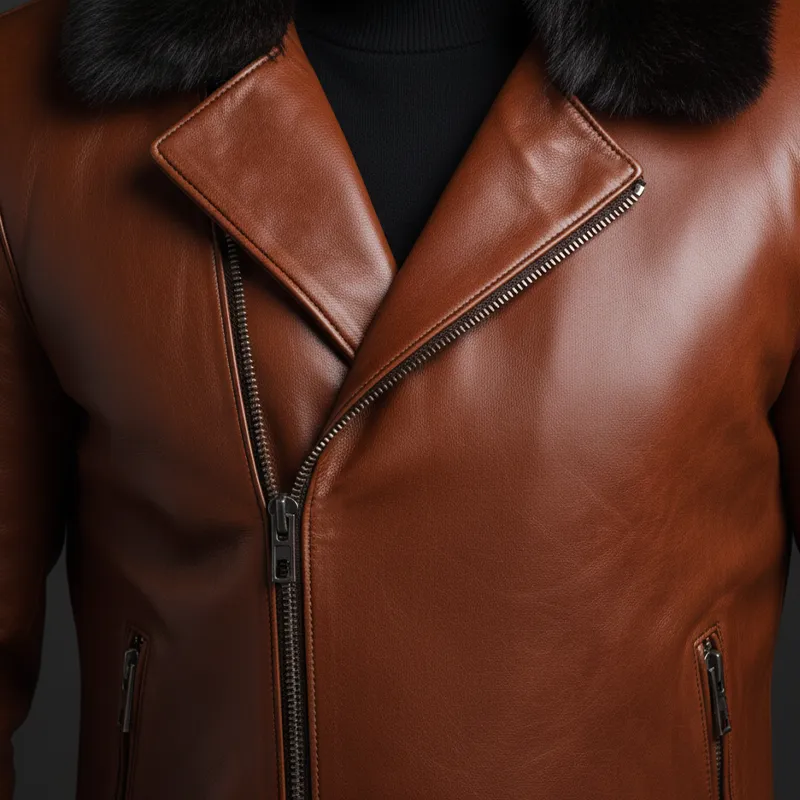 Men's Winter Retro PU Faux Fur Collar Zipper Jacket MTA2876K0P sold by Manly product image thumbnail 5