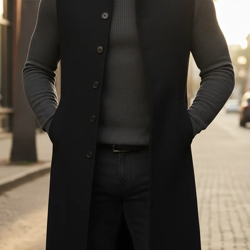 Men's Winter Faux Wool Long Button-Down Sleeveless Vest MTA2984K3P sold by Manly product image thumbnail 4