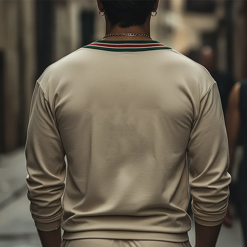 Men's Retro Print Cotton Blend V-Neck Long Sleeve T-Shirt MTA2961K7P sold by Manly product image thumbnail 3