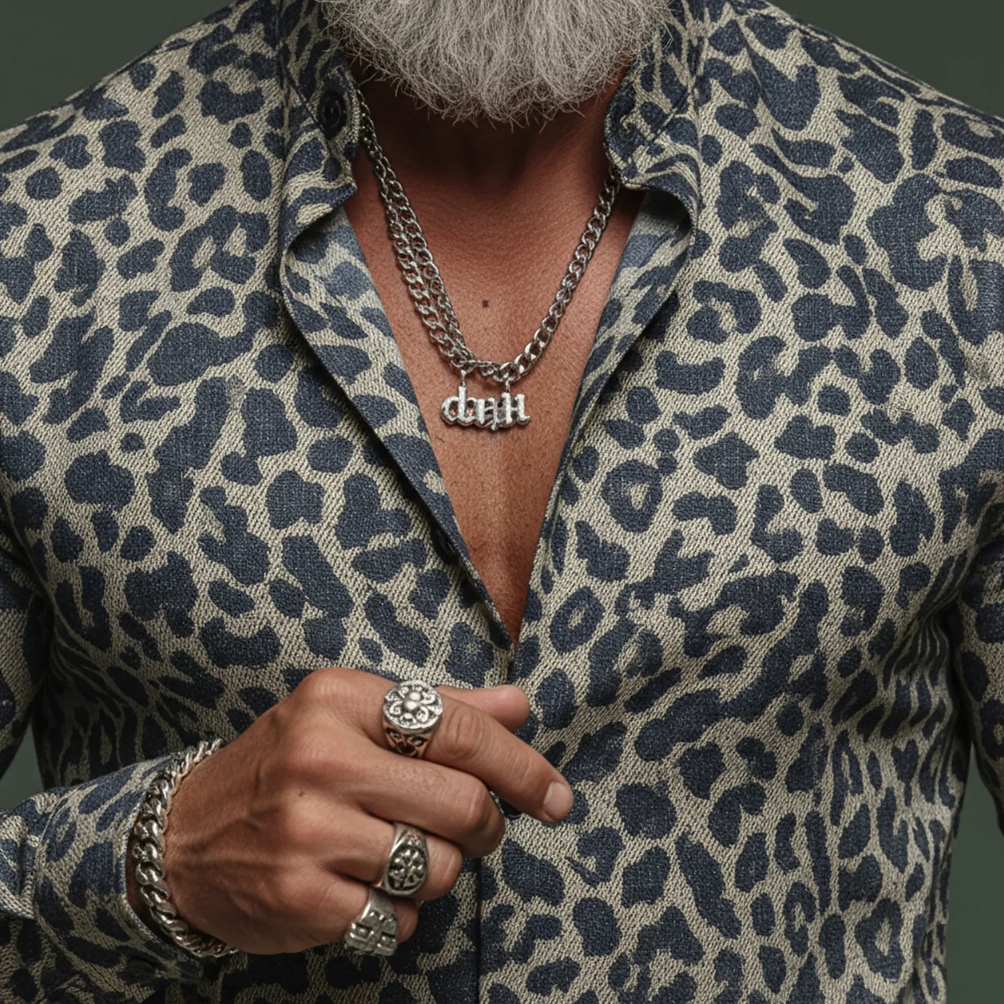 Men's Classic Casual Rugged Denim Jacquard Leopard Print Long-sleeved Shirt MTA3061K4K sold by Manly product image thumbnail 5