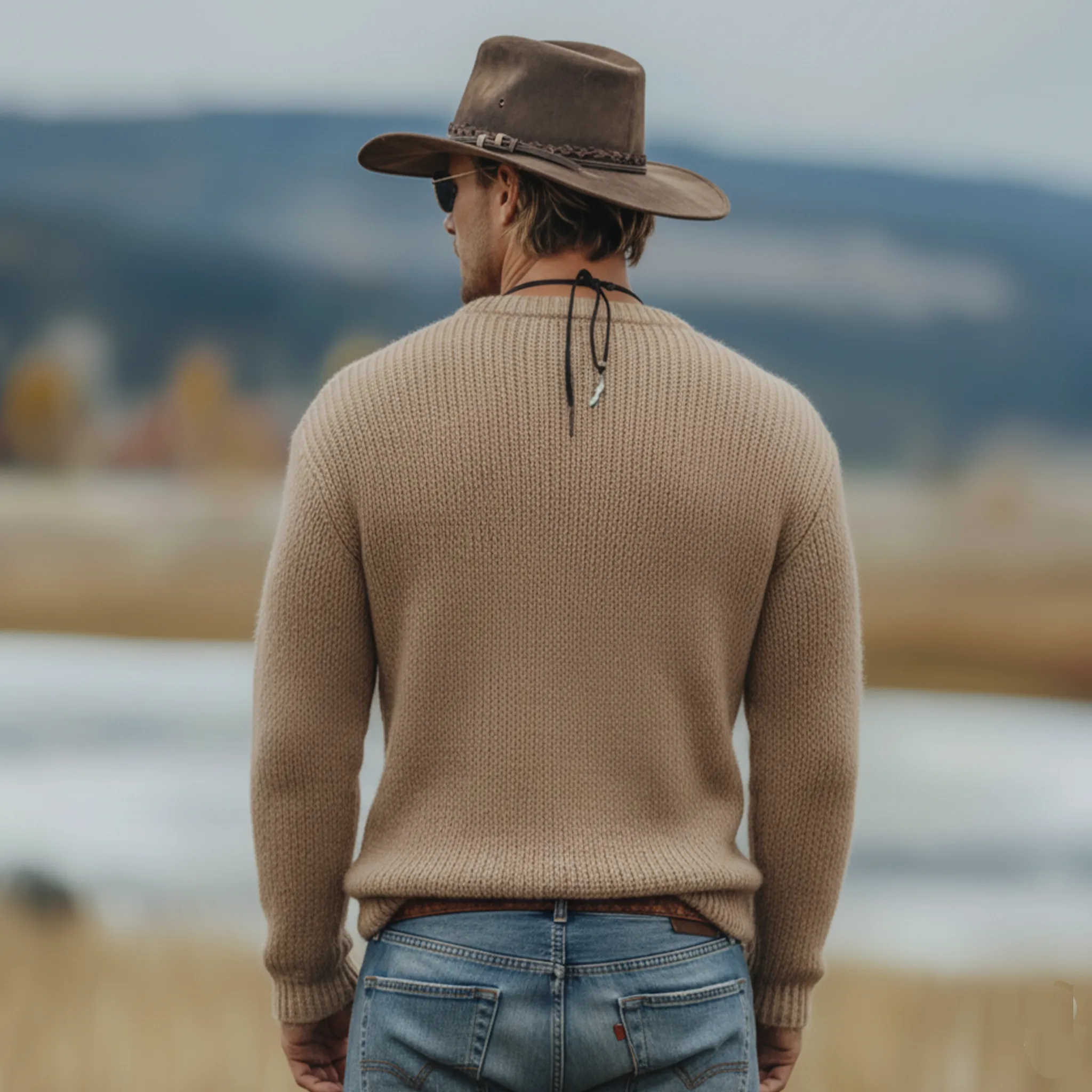 Men's Classic Retro Western Style Jacquard Crew Neck Sweater MTA3029K0K sold by Manly product image thumbnail 4
