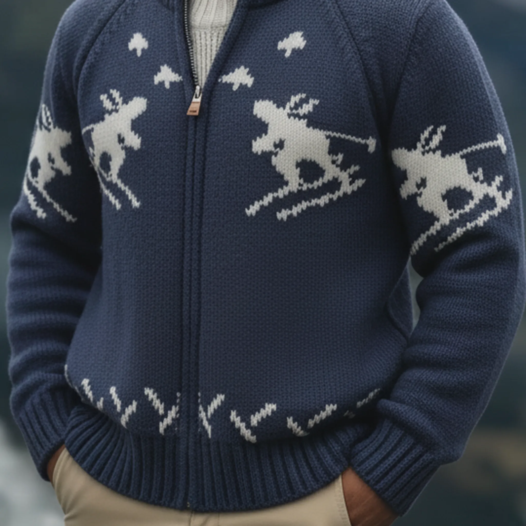 Men's Classic Casual Stand Collar Jacquard Knit Cardigan MTA3051K0K sold by Manly product image thumbnail 5