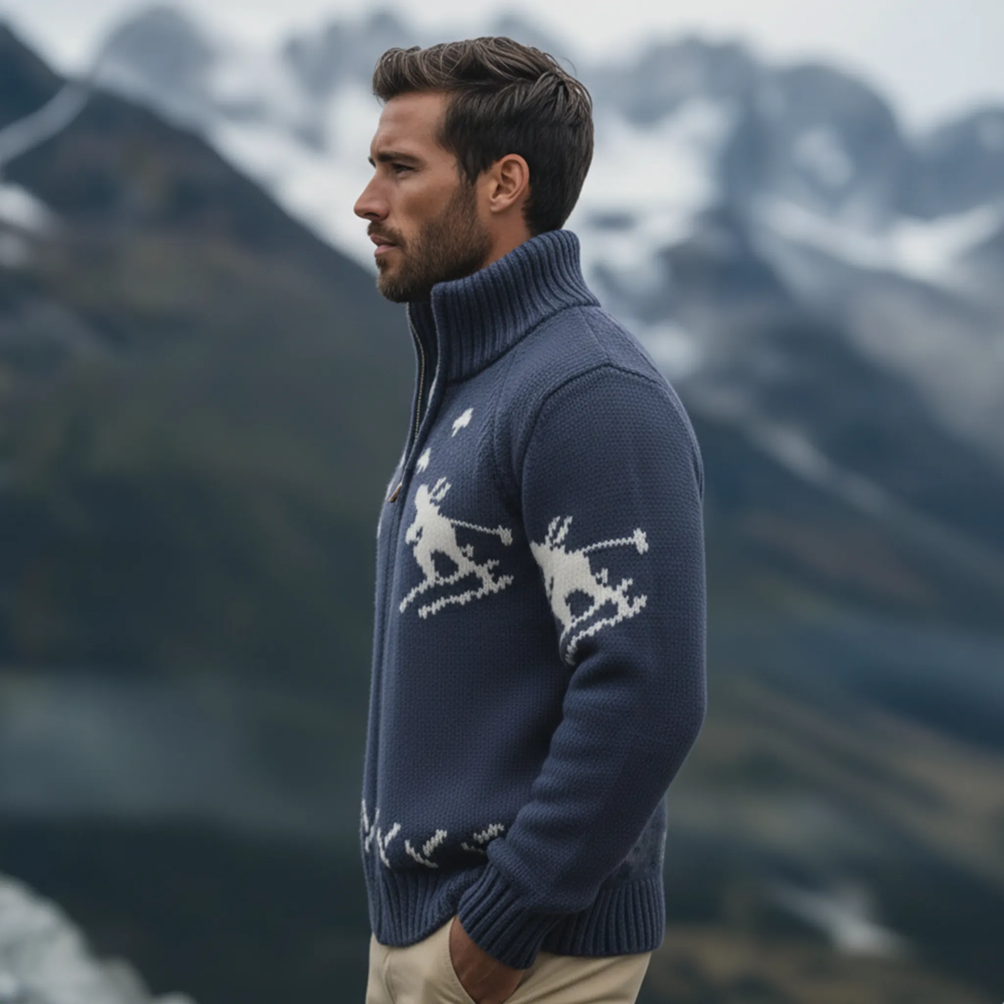 Men's Classic Casual Stand Collar Jacquard Knit Cardigan MTA3051K0K sold by Manly product image thumbnail 3