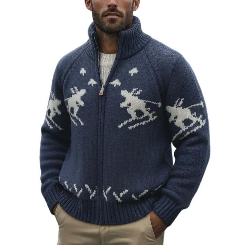 Men's Classic Casual Stand Collar Jacquard Knit Cardigan MTA3051K0K sold by Manly