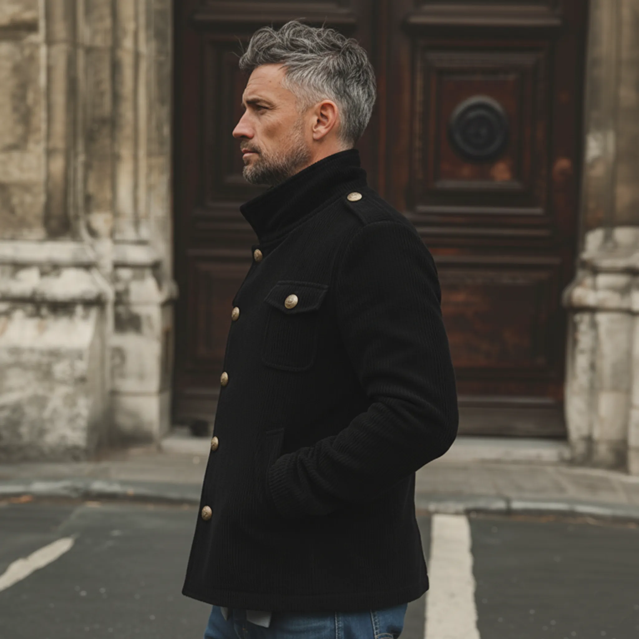 Men's Classic Retro Stand-up Collar Corduroy Multi-pocket Jacket MTA3092K5K sold by Manly product image thumbnail 3