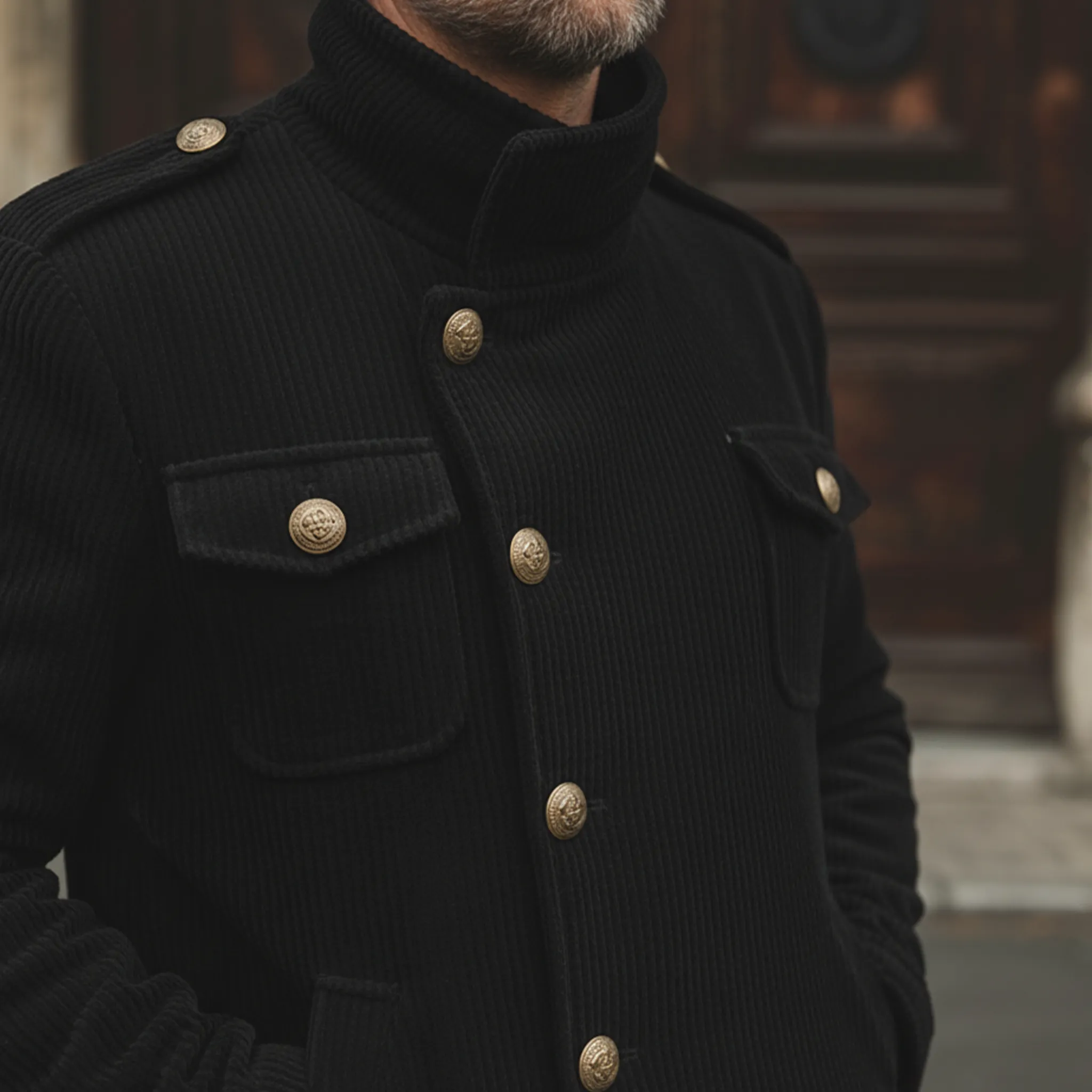 Men's Classic Retro Stand-up Collar Corduroy Multi-pocket Jacket MTA3092K5K sold by Manly product image thumbnail 5