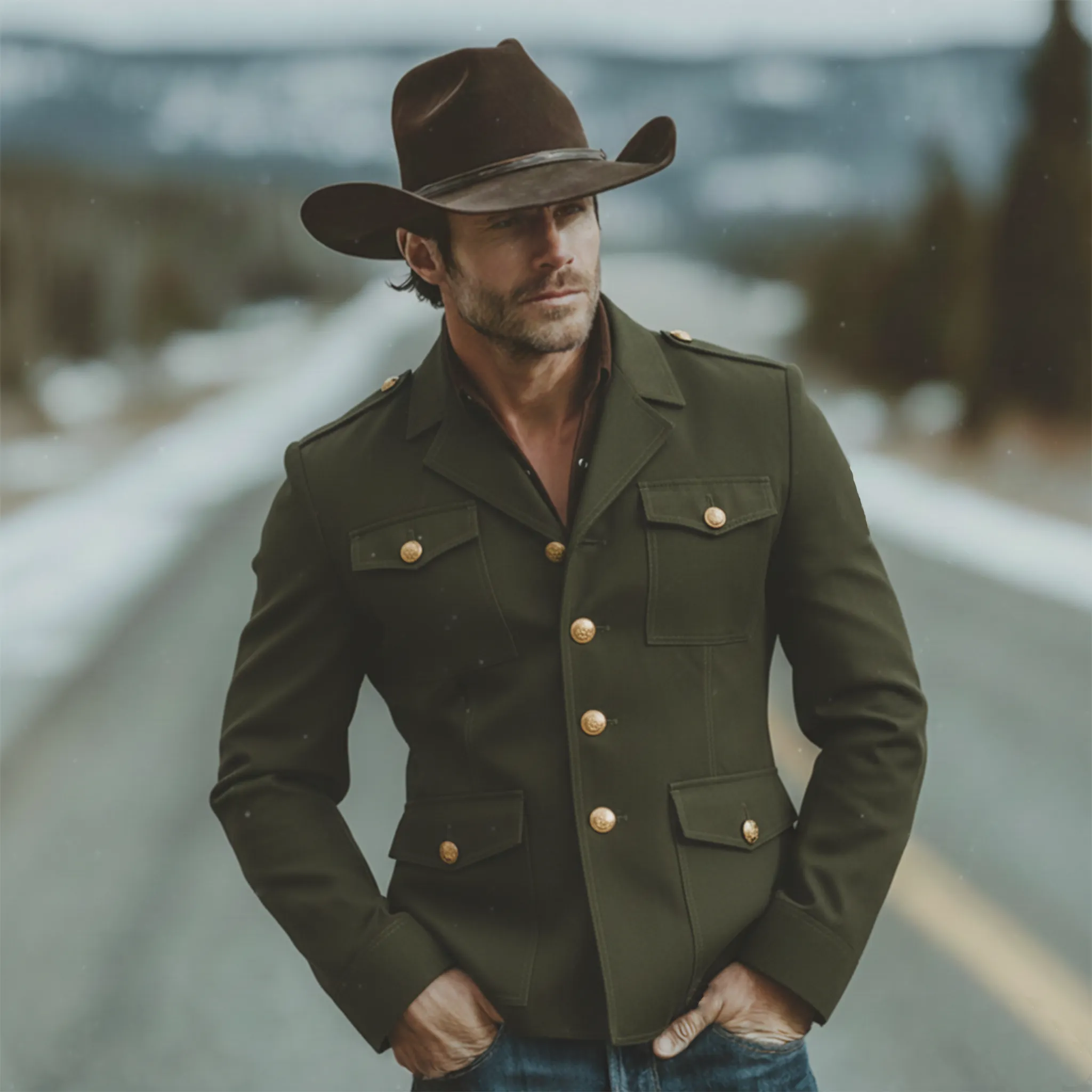 Men's Classic Retro Stand Collar Cotton Blend Multi-Pocket Jacket MTA3005K3K sold by Manly product image thumbnail 2