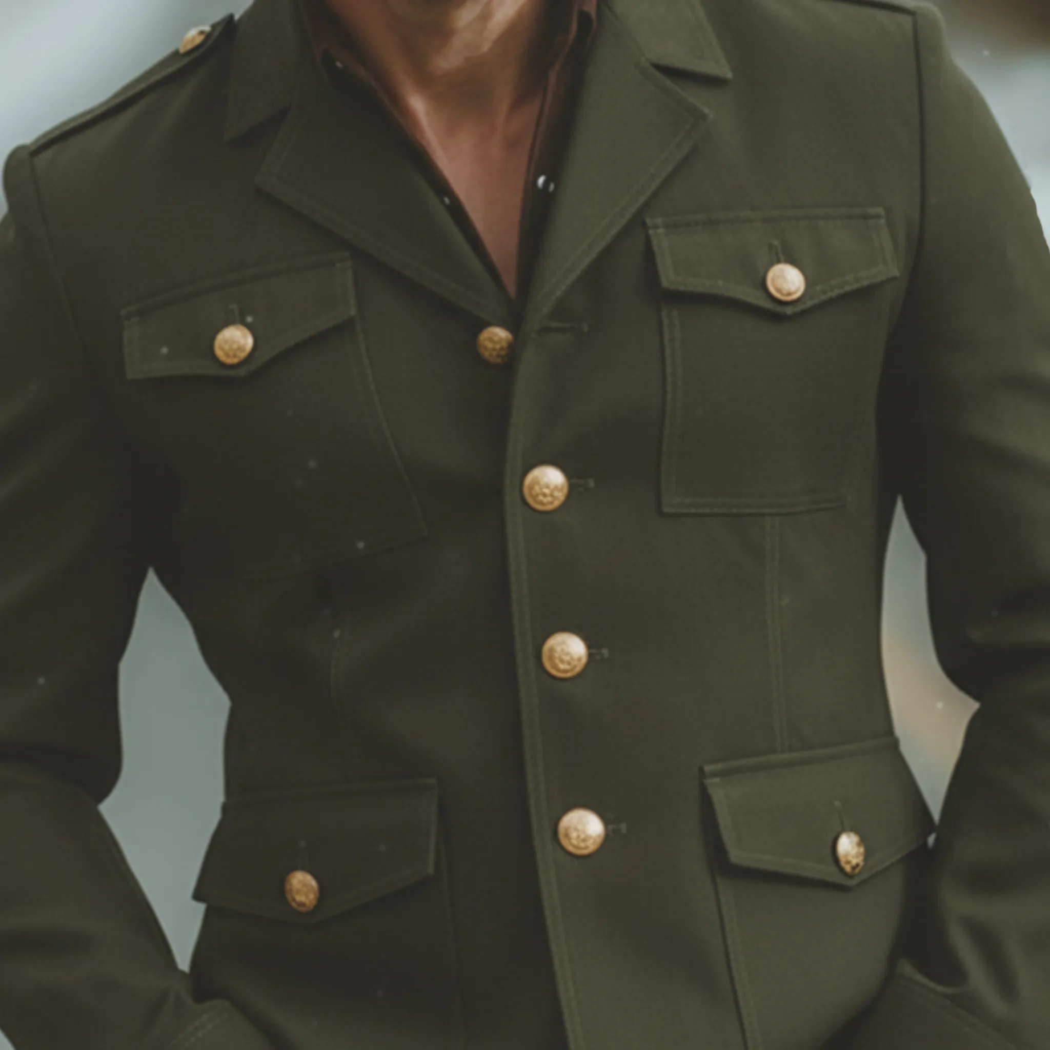 Men's Classic Retro Stand Collar Cotton Blend Multi-Pocket Jacket MTA3005K3K sold by Manly product image thumbnail 5