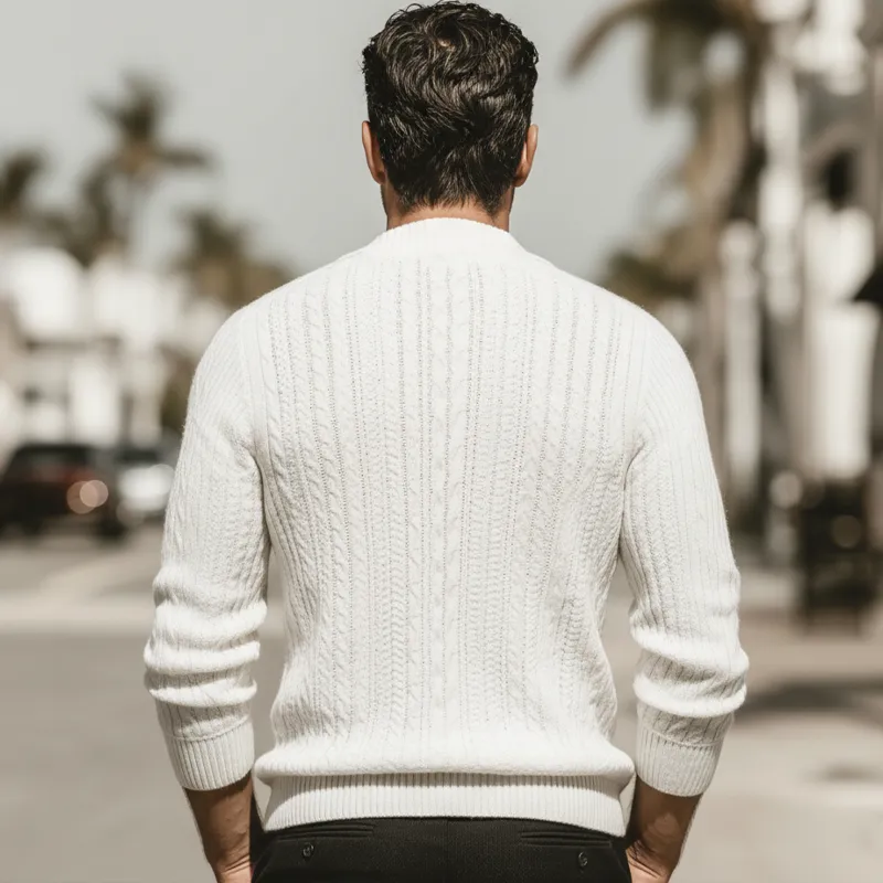 Men's Classic Knit Jacquard Three-button Henley Neck Slim-fit Sweater MTA3098K5U sold by Manly product image thumbnail 5