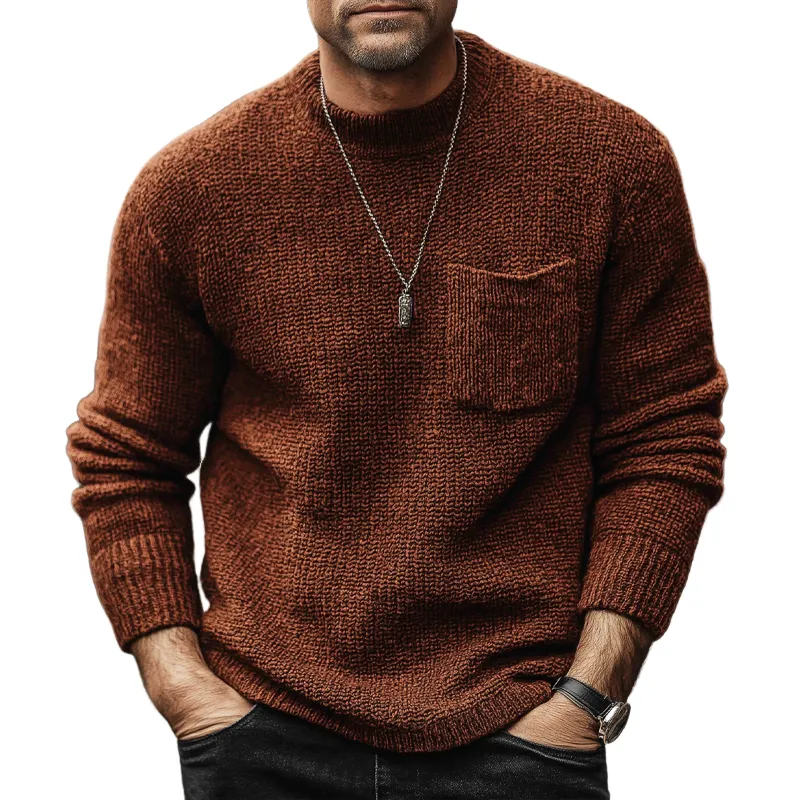Men's Urban Reddish Brown Crew Neck Casual Knit Sweater MTA3030K5U sold by Manly
