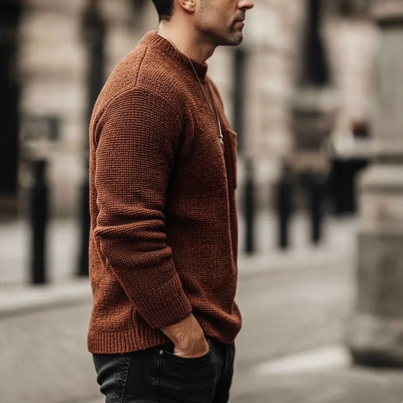 Men's Urban Reddish Brown Crew Neck Casual Knit Sweater MTA3030K5U sold by Manly product image thumbnail 3